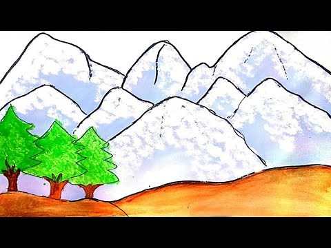 How to draw mountain (Himalaya) step by step/drawing/painting himalya mountain easy
