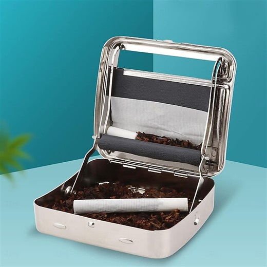 Automatic Rolling Box Adjustable Half-Automatic Metal Cigarette Roller, Compact Personalized Tobacco Rolling Case for Standard Papers, Easy-Use Small Rolling Machine 2025