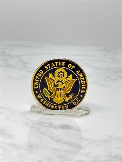 Vintage USA Great Seal Lapel Pin: Black Gold Enamel - DC Souvenir - Etsy