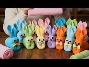 SURPRISE! The CUTEST DIY Towel Bunny Hack🐰 Easy No-Sew Rabbit Folding Tutorial