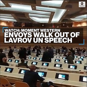 256K views · 9.9K reactions | WALKOUT: U.S., European, and British diplomats walked out of a speech by Russian Foreign Minister Sergei Lavrov to the top U.N. human rights forum, in protest on Russia's attacks on Ukraine. https://abcn.ws/3K6dhBD | ABC News | Facebook