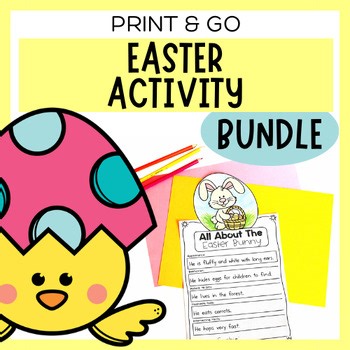 Easter Worksheets Bundle | No Prep Easter Activities, Writing Prompts & Math K-2