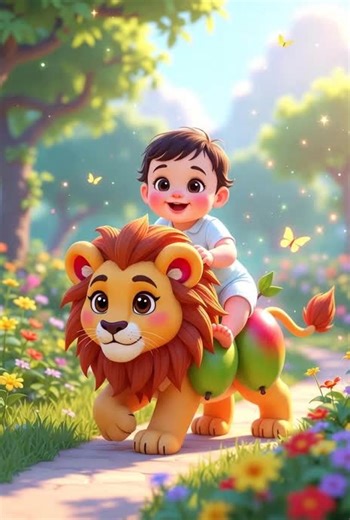Du di Du di dam dam song 🎵| Cute baby fun on Lion #kidstiktok #forkids #cocomelon #animation #fyp