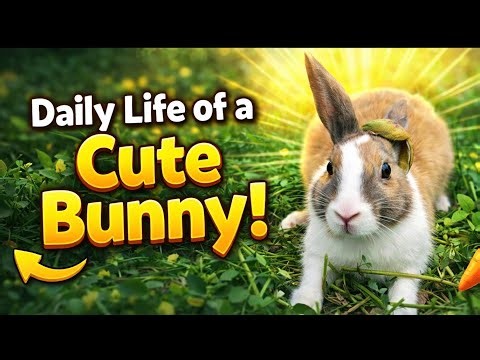 Cute Bunny Daily Life 🐰 | Rabbit Eating Fresh Greens & Playing in Nature 🌿 | Relaxing Bunny Moments
