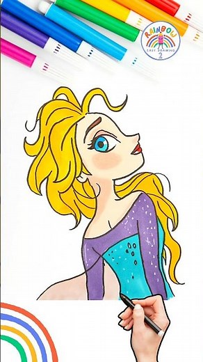 Elsa Drawing Tutorial | How to Draw Elsa 🌈👸🏼 #disney #FROZEN #princess #elsa