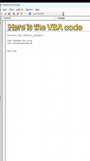 Auto-Fill a TextBox in VBA UserForm from ComboBox – Easy Guide! #shortsvideo