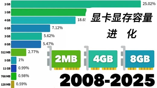 显卡显存容量 进化史 2008 - 2025