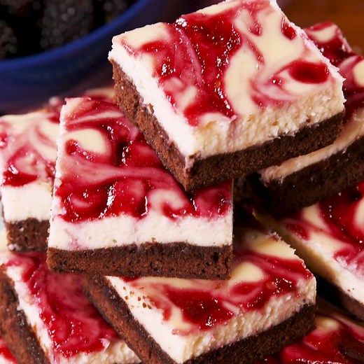Blackberry Cheesecake Brownies = that fruity swirl though... Full recipe: http://dlsh.it/9TWHn94 | Delish