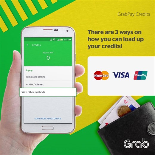 Wondering where you can load up your GrabPay Credits? Check out the 3 different ways on how you can load up with our partner banks and stores below! Click here for more details: http://grb.to/loadupgpcredits | Grab