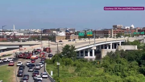 Man flown to hospital after rollover crash on I-695 in DC