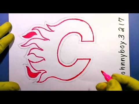 How to draw Calgary Flames Logo 🔥 NHL Team Ice Hockey Shorten