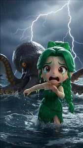 WOW, Mira met a big octopus monster in the sea #animation #animatry #cartoon #3danimation #fyp #usa