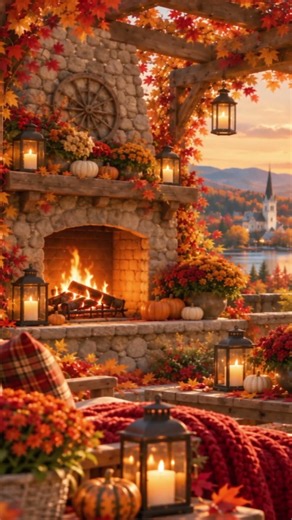 Autumn by the Fire 🍂 Cozy Cottage Terrace Ambience