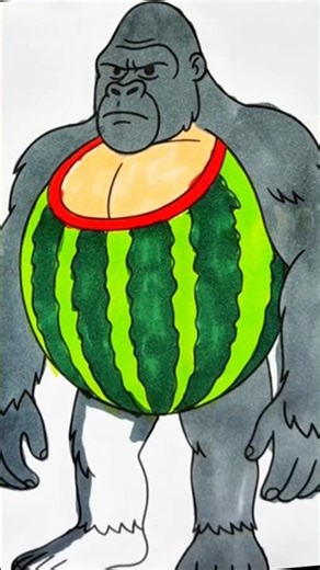 ✨🎨Coloring Gorillo Watermelondrillo✨😻 #coloring #drawing #painting #glitter #art
