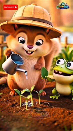 Tiny Squirrel & Frog Plant Vegetables by the Lake,, #Shorts #CuteAnimals #YouTubeShorts #ViralShorts