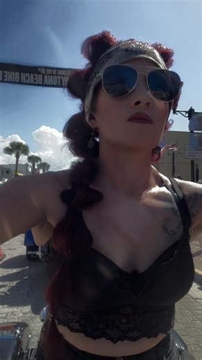 Daytona Bike Week 💀🖤🤘🏼 Riding down Main Street #DaytonaBikeWeek2026 #girlswithtattoos #girlswhoride #harleydavidsonlifestyle
