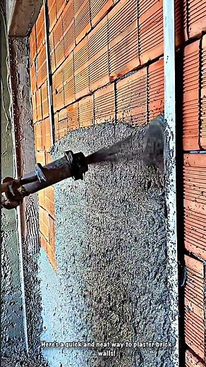 Brick Wall Plastering Application with a Spray Machine
