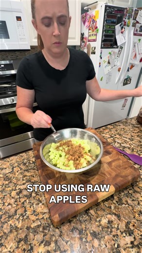 Raw apples release a lot of liquid as they bake. That moisture has nowhere to go inside cakes, pastries, danish, and hand pies. Cooking the apples first removes excess liquid so the final bake sets properly. Save this if soggy bakes have ever been an issue. 💜 Follow for more baking & pastry tips, tricks and recipes! #baking #bakingfromscratch #pastrytips #bakingtips #homebaking