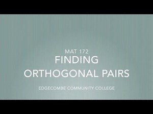 Finding Orthogonal Pairs