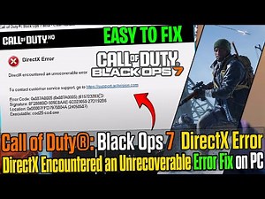 🛠️ Fix Call of Duty® Black Ops 7 DirectX Error | Freezing, Crashing & Not Launching on PC