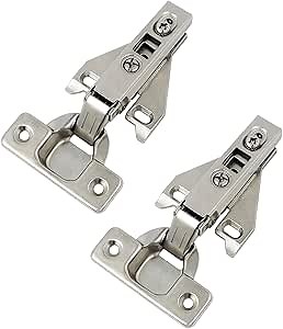 Probrico 1 Pair（2 Pack） Kitchen Cabinet Hinges for Face Frame Cabinet, Concealed Cabinet Hinges Brushed Satin Nickel with Mounting Screws