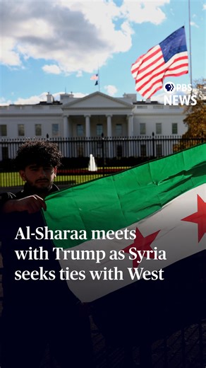 3.9K views · 88 reactions | History was made Monday at the White House when Syrian President Ahmed al-Sharaa met with President Donald Trump. The White House visit is the first by a Syrian leader since the country became independent nearly 80 years ago. Also on Monday, Damascus joined the global alliance countering ISIS, and the Trump administration extended temporary sanctions relief. Nick Schifrin reports. | PBS NewsHour | Facebook
