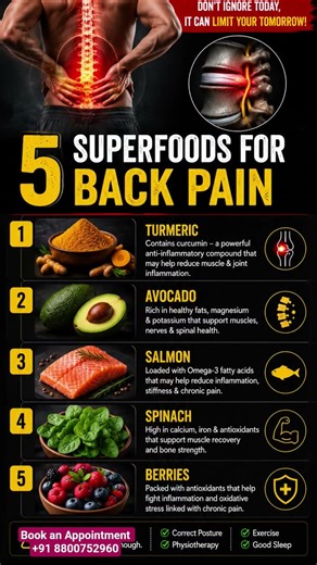 5 SUPERFOODS FOR BACK PAIN RELIEF | Best Diet for Spine Health & Inflammation: Disc Bulge Treatment