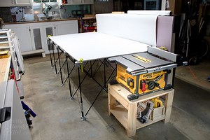 DIY Table Saw Stand + Collapsible Out Feed Work Table