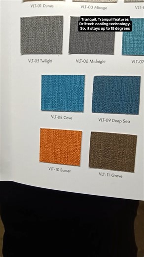 Comfort you can feel — even in the sun. Tranquil Vinyl features Driftech cooling tech to stay up to 15°F cooler while delivering a soft, textile-like feel and easy-clean durability. Made for marine & outdoor spaces, hospitality, healthcare, and more in 11 designer colors. Shop now: https://www.albrightssupply.com/tranquil-driftech-marine-vinyl #tranquil #staycool #marine #boatseats #boatupholstery #upholstery #albrightssupply | Albright's Supply