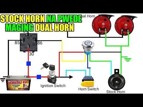 DUAL CONTACT NA BUSINA PWEDENG STOCK HORN AT PWEDENG DUAL HORN ( WIRING DIAGRAM )