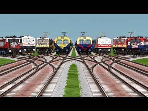 8 Amazing Train Crossings On Curved Railroad Tracks | Indian Railways 3DTrain Video