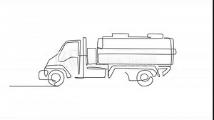 Animated self drawing of single continuous line draw tanker truck for delivering gasoline to gas station. Heavy diesel container machines equipment concept. Full length one line animation illustration