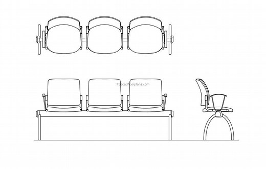 Waiting Room Bench Chairs - Free CAD Drawings