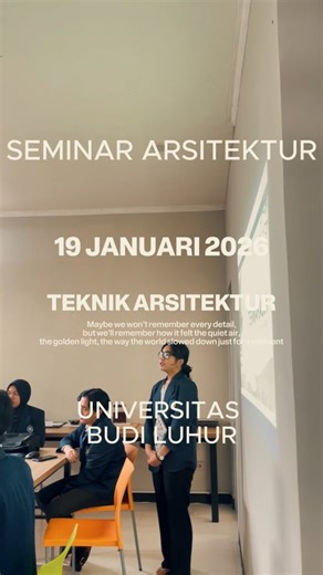 Prodi Arsitektur Universitas Budi Luhur on Instagram: "POV: Kamu baru saja selamat dari "sidang" Seminar Arsitektur 19 Januari kemarin. 😮‍💨🙌 Mulai dari revisi yang nggak habis-habis sampai simulasi presentasi di depan cermin, semuanya terbayar lunas hari ini. Sekarang waktunya balikin jam tidur yang hilang sebelum lanjut ke pertempuran berikutnya! ☕💻 Follow & pantau terus info terbaru kami di: 🎵TikTok: @prodi_arsitektur_ubl 🌐 Info selengkapnya: 🔗 Website Fakultas Teknik: https://ft.budilu