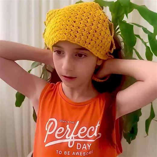 Crochet Bandana Pattern ,Video Tutorial ,PDF Yellow Crochet