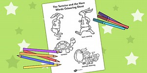 The Tortoise and The Hare Words Colouring Sheet
