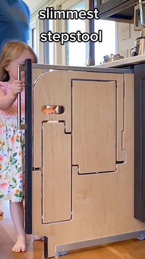 cabinet step stool requires only 1.5 inches. #stepstool #kitchenideas #stepladder #kitchenfun #kitchenfinds #bathroomfinds #kitchenideas #foryou #fyp