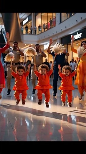 Babies dancing with stick in a mall full of people ❤️❤️🤣 #shorts #cute