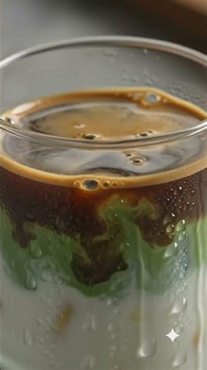 Iced dirty matcha espresso latte recipe #matcha