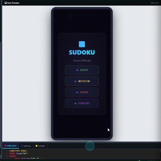 Build a Beautiful Sudoku Game with HTML CSS JS | Full Source Code #coding #css #html #javascript