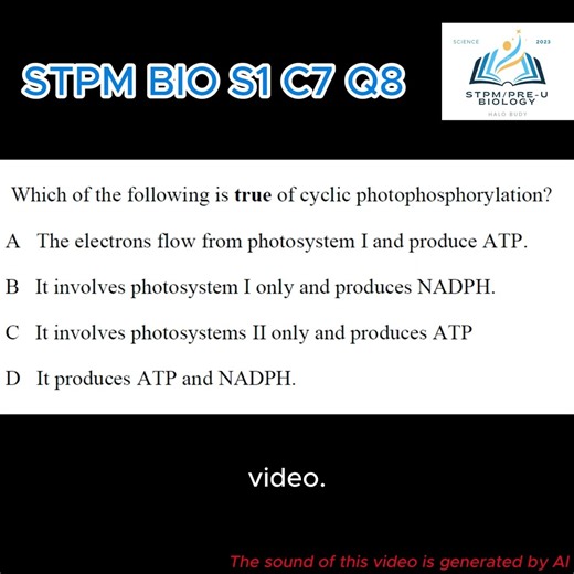 F6 BIOLOGY SEM 1 CHP 7 Q8 PHOTOSYNTHESIS #stpmbiology #stpm #biologyscience #biology #alevelbiology