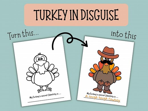 Turkey in Disguise Printable, Thanksgiving Craft for Kids, Classroom Activity, Cut and Paste Turkey Project, Family Holiday Fun - Etsy