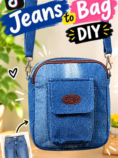 Best tricks and tips for upcycle old jeans into stylish Handbag easily #totebag #stitch #sewing #pant #DIYHACK