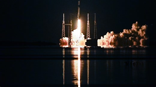 SpaceX rocket launch in Florida. About liftoff from Kennedy Space Center