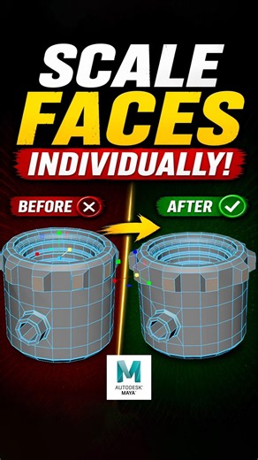 Scale Faces Individually Using Component Mode in Maya #mayatutorial #modelingtips #3d