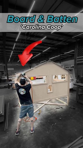 Here’s Mike working on our ‘Board and Batten’ Styled Carolina Coop 🐔🏠 • • • #chickencoops #constructionwork #carolinacoops #chickencoopdesign #warehouseproject | Carolina Coops