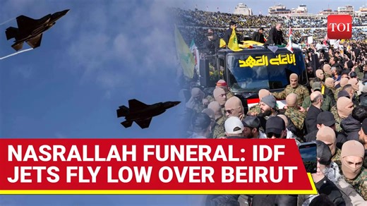 'Death To Israel' Chants As IDF Jets Fly Low Over Nasrallah Funeral In Beirut | Watch
