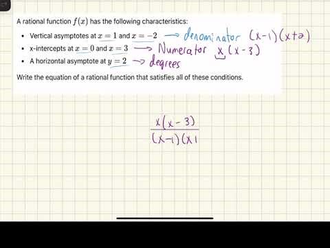 Writing rational functions from their asymptotes and intercepts