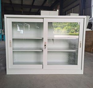 [Hot Item] Metal Cabinet Glass Door Short File Storage Cabinet with Shelf Small File Cabinet