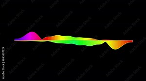 colorful visualization audio waveforms animation on transparent background, audio spectrum waveform. Audio waveform visualization.